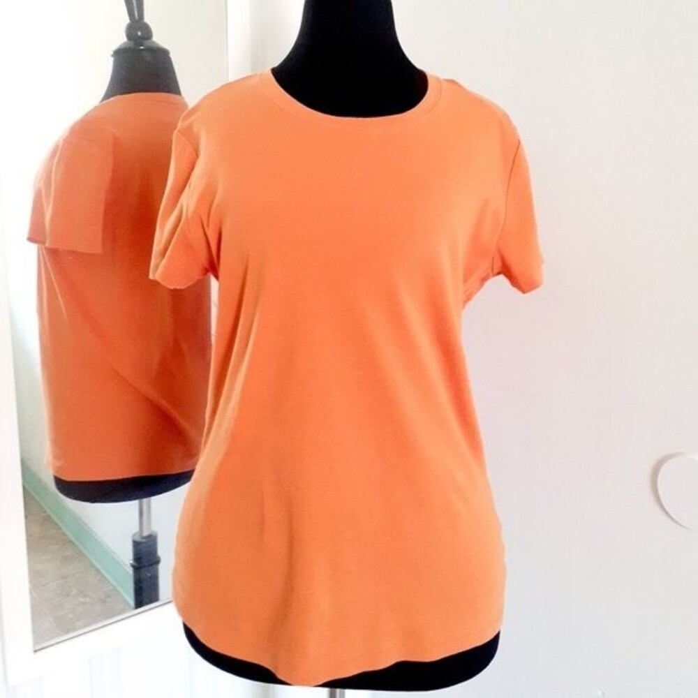 Jones New York Sport Women's Orange Pullover 100% Cotton Crewneck Tee Size Med